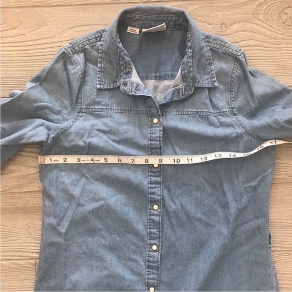 VERO MODA Long Sleeve Soft Chambray Blue Denim Shirt Dress - Picture 5 of 7